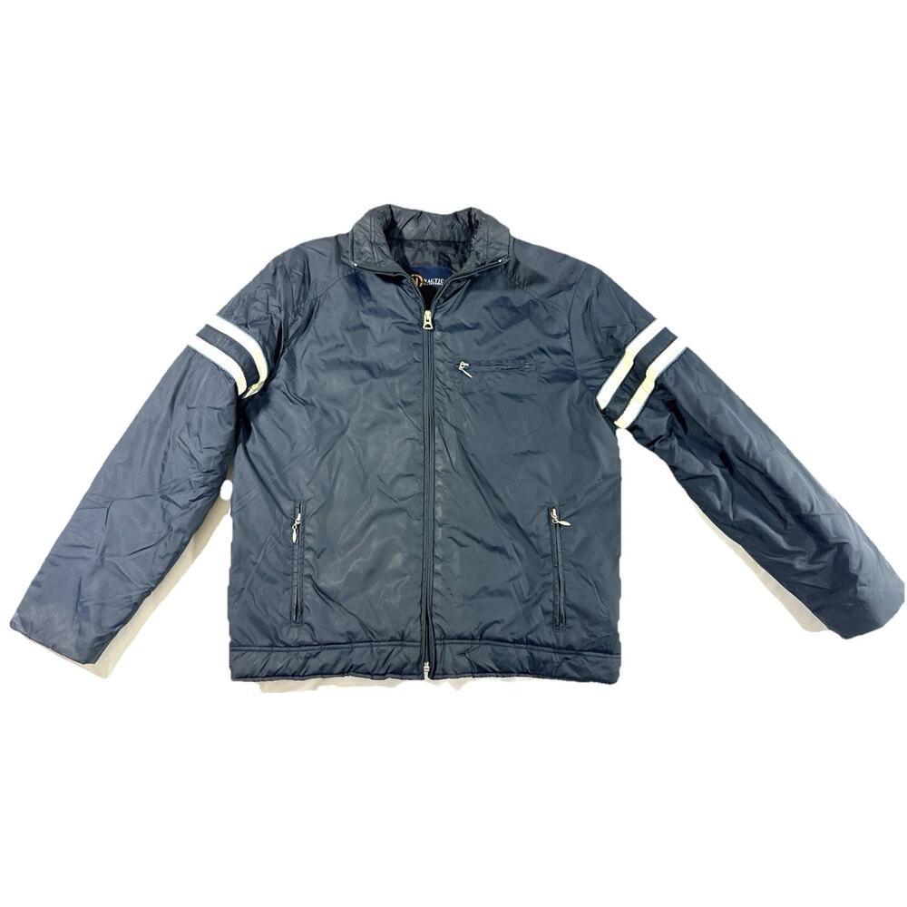 Nautica Jeans Company Men’s Jacket Medium Blue Nylon Quilted Lined Zip Up - Picture 3 of 11